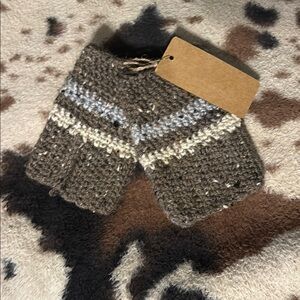 Handmade Brown and Cream Knit Mittens